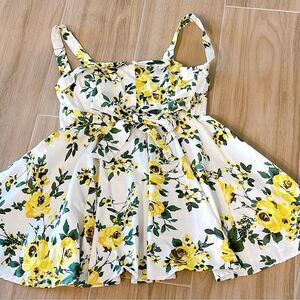 Floral Yellow and White Mini Dress